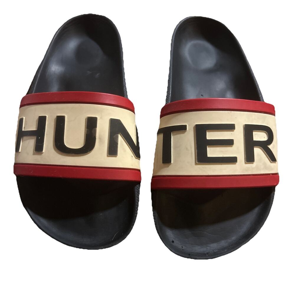 Hunter kids Children’s Slides Made In Italy Red Black White Size 3